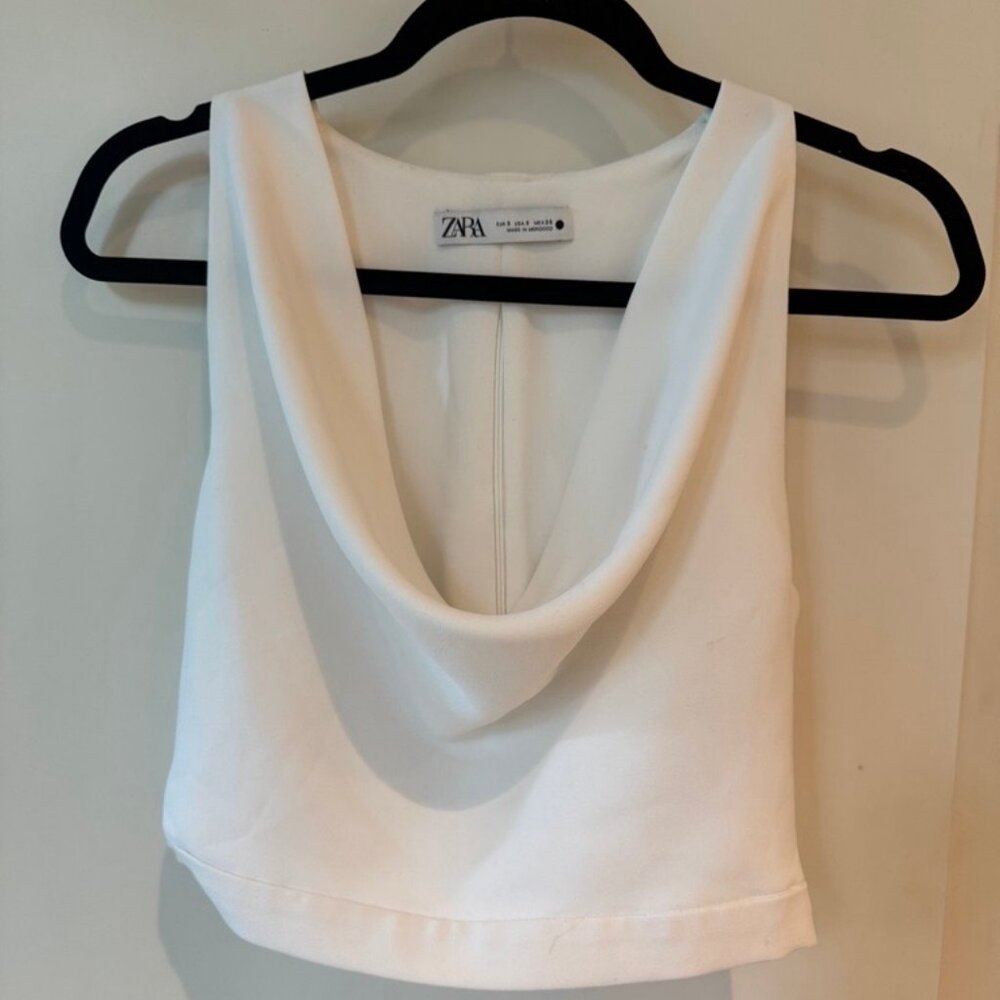 Zara White Cowl Neck Top